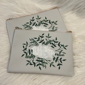 Floral Gray Clutch Bags SET OF TWO (Design Painted Over In Middle)